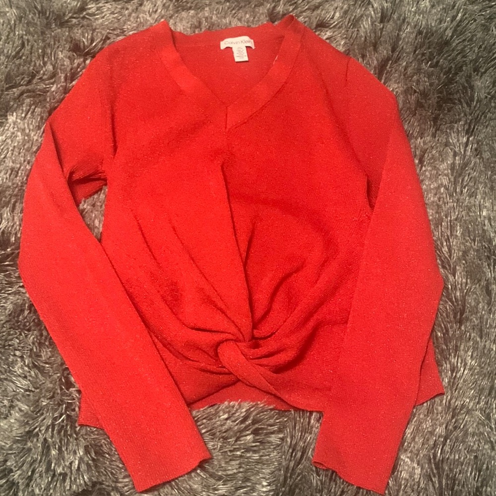 Sparkly red Calvin Klein top/light sweater